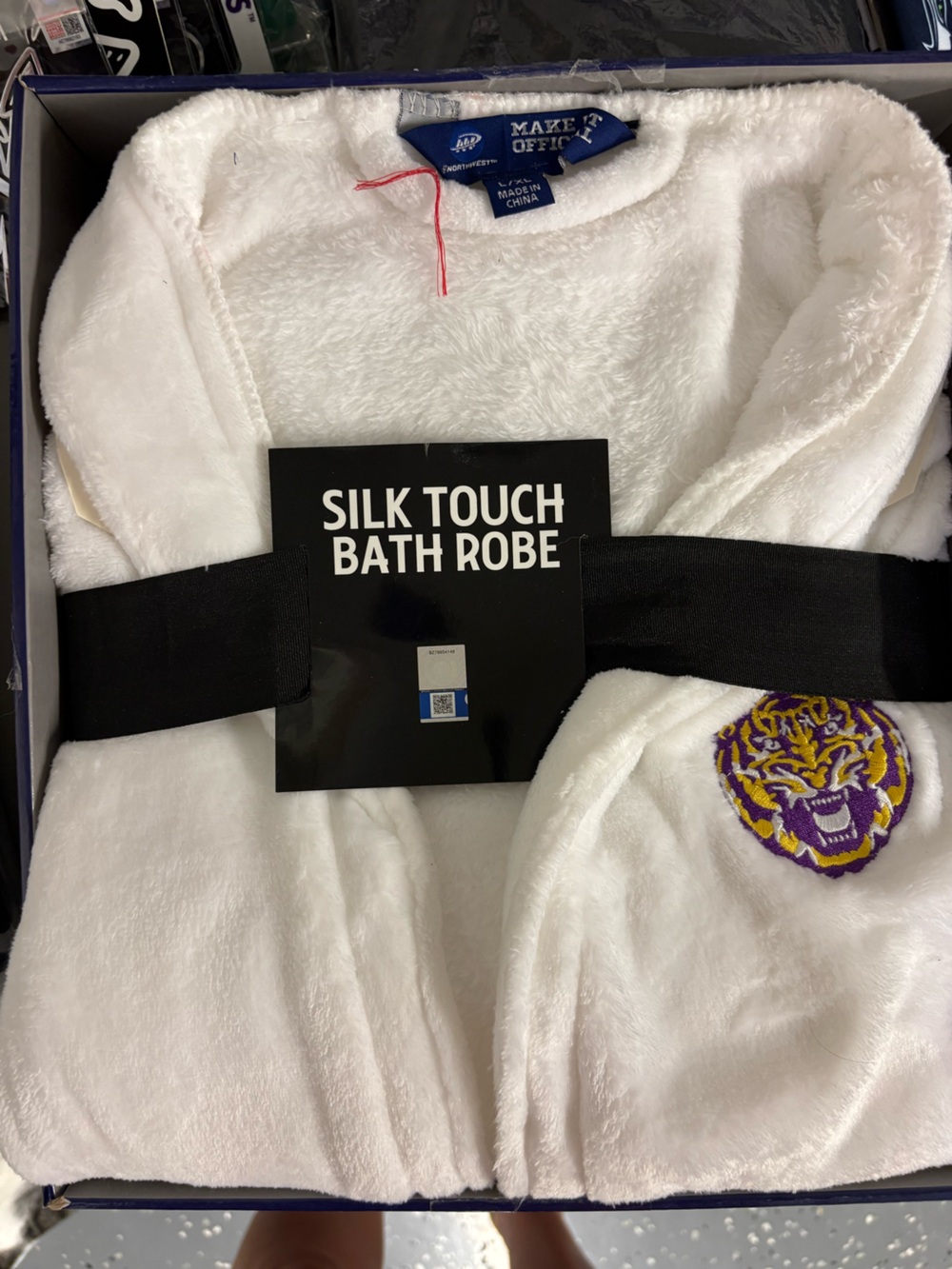 NCAA LSU Silk touch bathrobe pockets belt logo